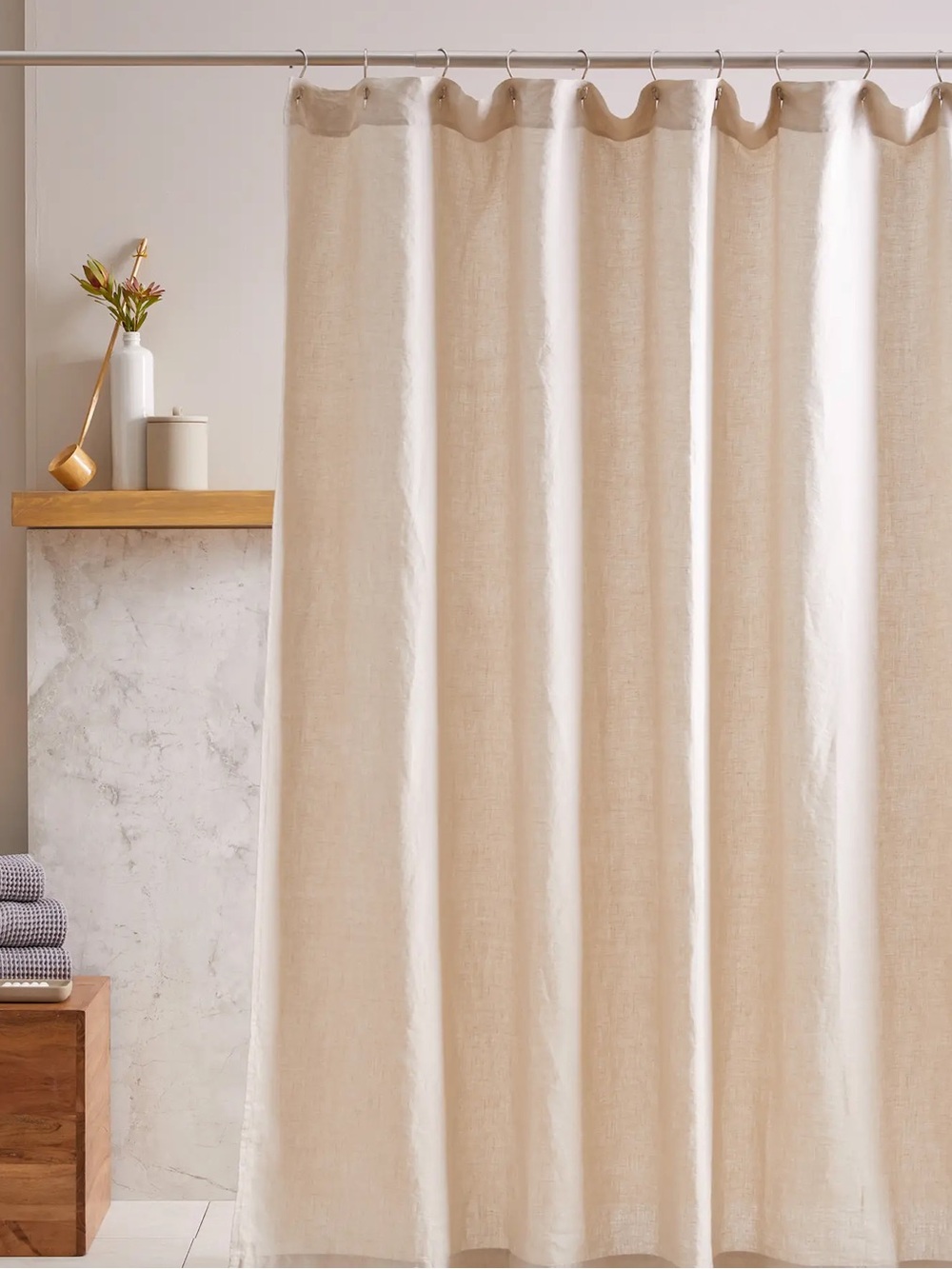 NWT QUINCE European Linen Shower Curtain “Sand” Beige 8908